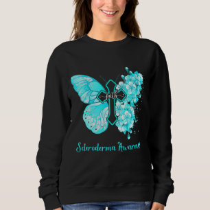 Womens Teal Butterfly Faith Scleroderma Awareness Sweatshirt