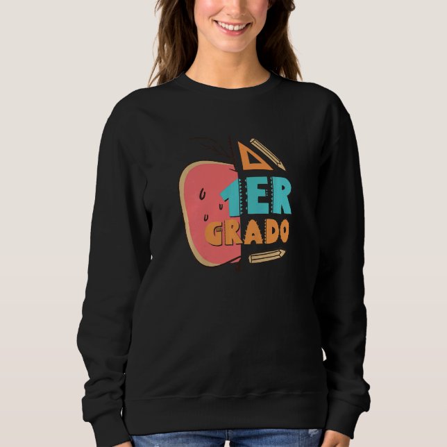Womens Team Spanish Teacher Primer Grado Cute Maes Sweatshirt (Front)