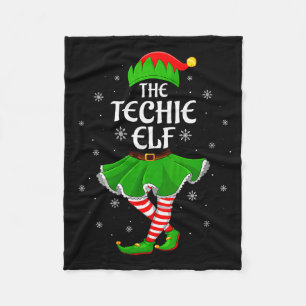 Womens Techie Elf Christmas Family Girls Women Elf Fleece Blanket