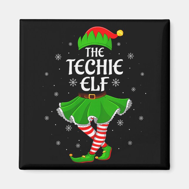 Womens Techie Elf Christmas Family Girls Women Elf Magnet (Front)