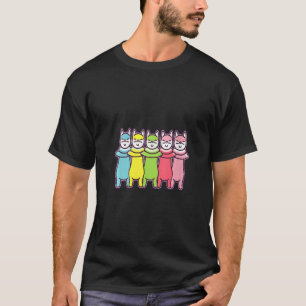 Womens Techno Dancing Rainbow Cat Funny Rave V-Nec T-Shirt