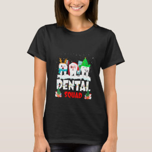 Womens Teeth Santa Reindeer Christmas Dental Squa T-Shirt