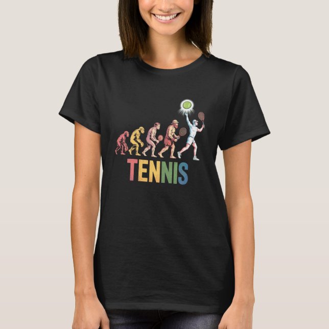 Womens Tennis Player Evolution Athletic Men Colorf T-Shirt (Front)