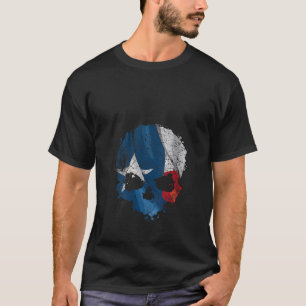 Womens Texas Patriot Texan Flag USA America Skull  T-Shirt