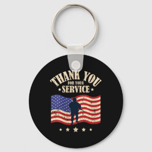 Womens Thank You For Your Service, Veteran V-neck Key Ring