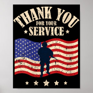 Womens Thank You For Your Service, Veteran V-neck  Poster
