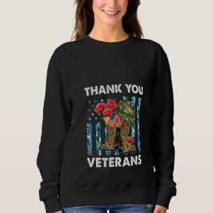 Womens Thank You Veterans Combat Boots Poppy Flowe Sweatshirt