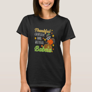 Womens Thankful Grateful Blessed Babcia Autumn Fal T-Shirt