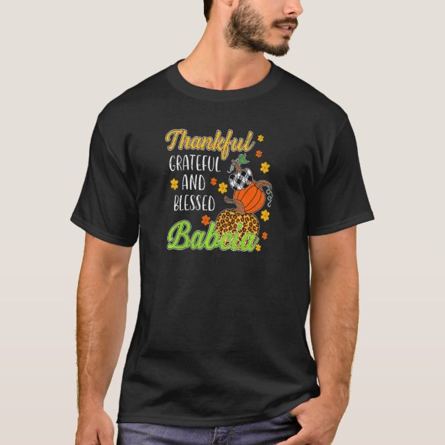 Womens Thankful Grateful Blessed Babcia Autumn Fal T-Shirt (Front)