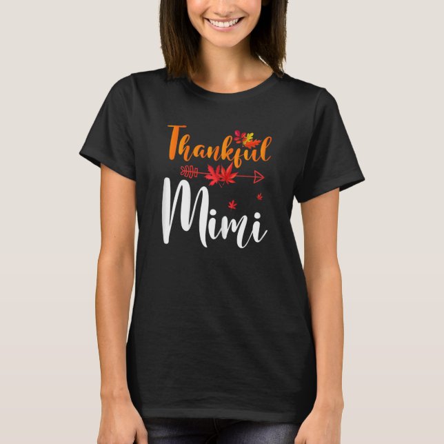 Womens Thankful Mimi Cute Thanksgiving Matching Fa T-Shirt (Front)