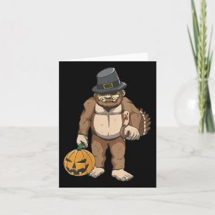 Womens Thanksgiving Day Bigfoot Pilgrim Turkey Pum Card