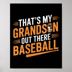 Womens Thats My Grandson Out Baseball Grandma Moth Poster