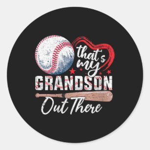 Womens Thats My Grandson Out There Baseball Grandm Classic Round Sticker