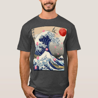 Womens The Great Wave Off Kanagawa Japanese Sakura T-Shirt