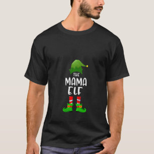 Womens The Mama Elf Christmas Party Pajama V-Neck T-Shirt