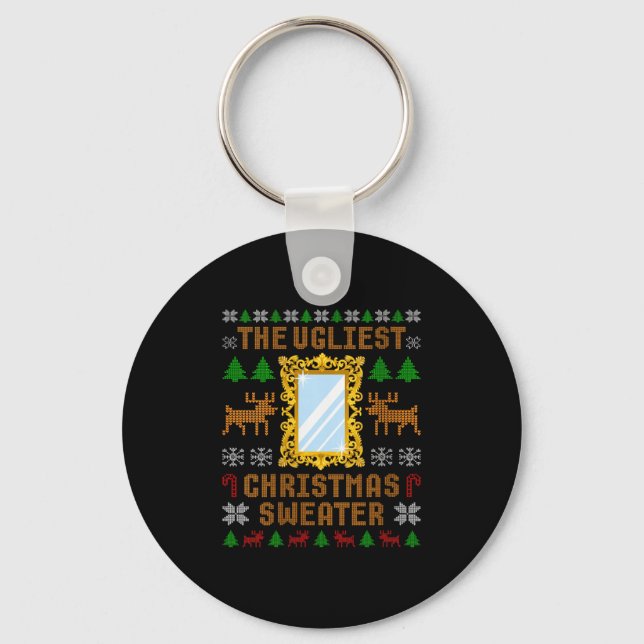 Womens The Ugliest Christmas Sweater With An Image Key Ring (Front)
