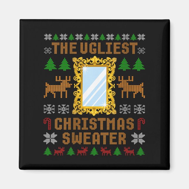 Womens The Ugliest Christmas Sweater With An Image Magnet (Front)