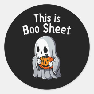 Womens This Is Boo Sheet Funny Halloween Classic Round Sticker