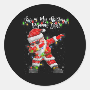 Womens This Is My Christmas Pajama  Xmas Lights Da Classic Round Sticker