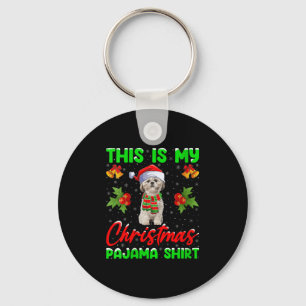 Womens This Is My Christmas Pajamas Funny Shih Tzu Key Ring