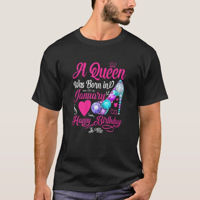 Womens This Queen was Born In January Happy Brithd T-Shirt (Front)