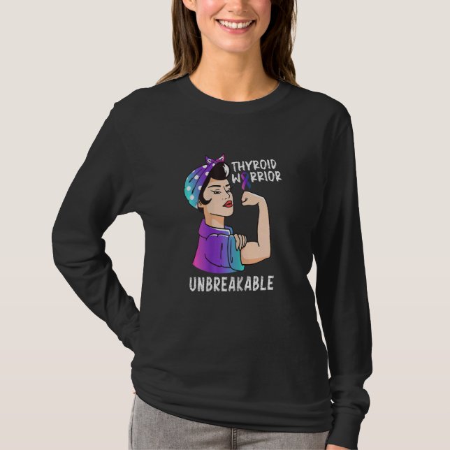 Womens Thyroid Warrior Unbreakable Thyroid Awarene T-Shirt (Front)