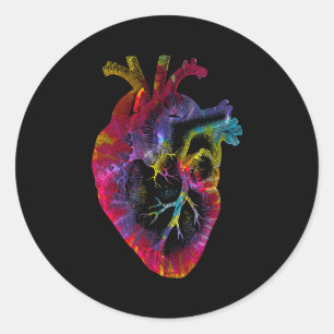 Womens Tie Dye Anatomical Heart Valentines Day Ana Classic Round Sticker