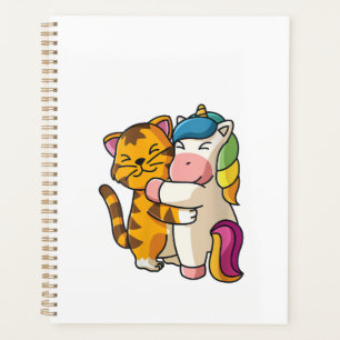 Womens Tiger and Unicorn Cute Zoo Animals Hugging Planner