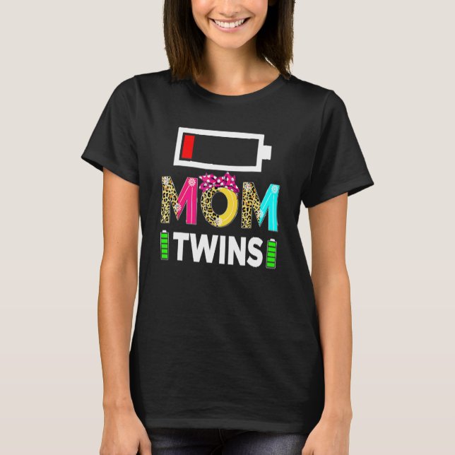 Womens Tired Twin Mum Low Battery Charge Mother's  T-Shirt (Front)