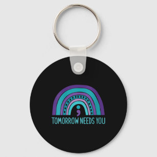 Womens Tomorrow Needs You Semicolon Rainbow Suicid Key Ring