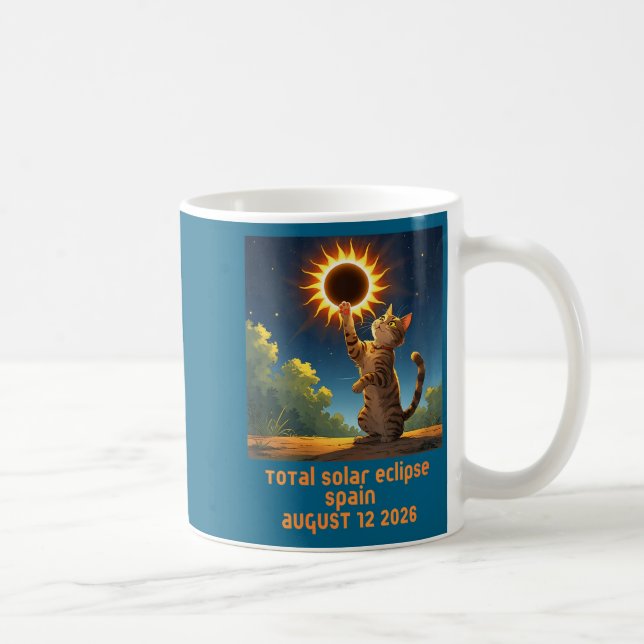 Womens Total Solar Eclipse Cat Design Coffee Mug (Right)
