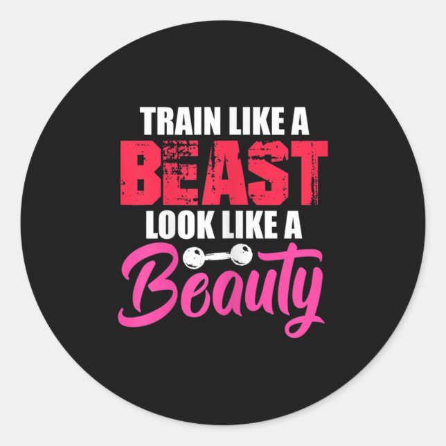 Womens Train Like A Look Like A Beauty Gym Workout Classic Round Sticker (Front)