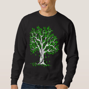 Womens Tree Green Ribbon Of Life Mental Health Awa Sweatshirt