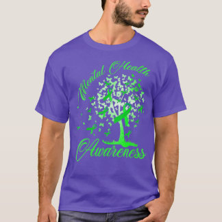 Womens Tree Ribbon Mental Health Awareness VNeck  T-Shirt