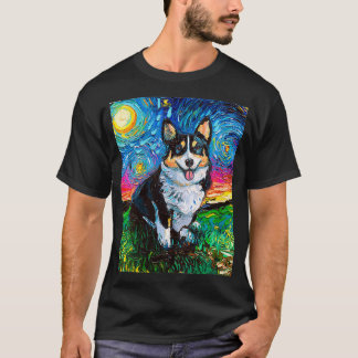 Womens Tri Colour Pembroke Welsh Corgi Starry Nigh T-Shirt
