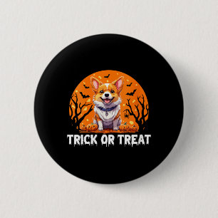 Womens Trick Of Treat Halloween Dog V-Neck 6 Cm Round Badge