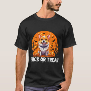 Womens Trick Of Treat Halloween Dog V-Neck T-Shirt