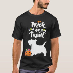 Womens Trick Or Treat Scottie Scottish Terrier Dog T-Shirt