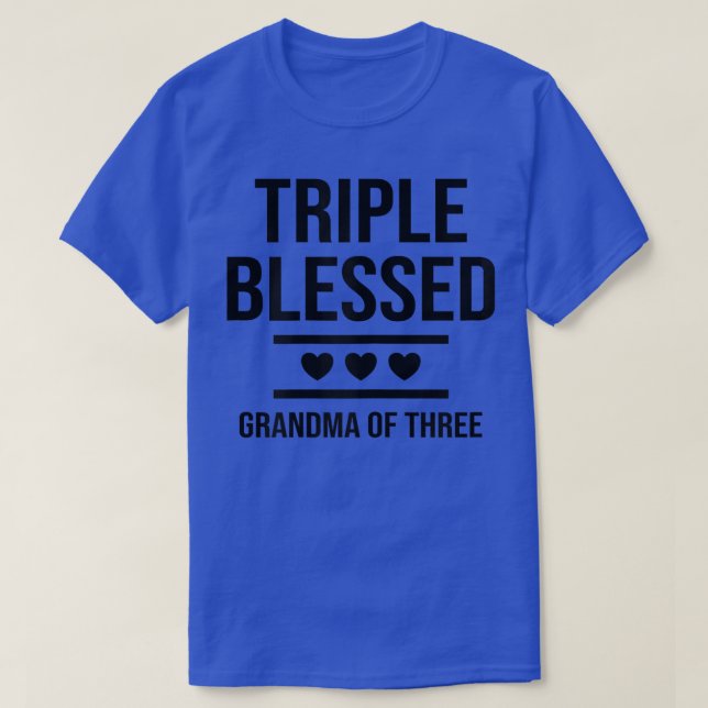 Womens Triple Blessed Grandma Of Three Grandkids G T-Shirt (Design Front)