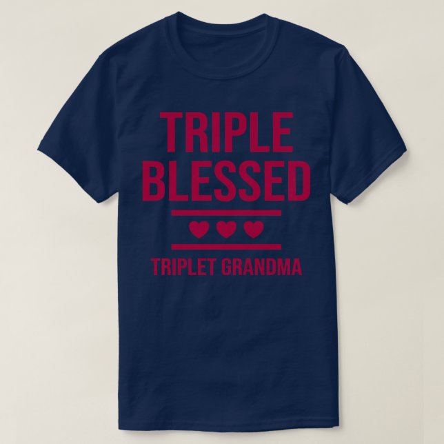 Womens Triple Blessed Triplet Grandma Grandkids Fu T-Shirt (Design Front)