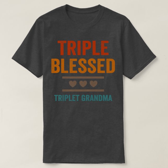 Womens Triple Blessed Triplet Grandma Grandkids Fu T-Shirt (Design Front)