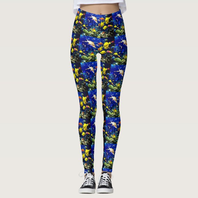 Womens Tropical Fish Custom Leggings (Front)