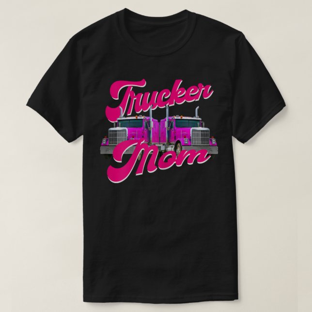 Womens Trucker Mum Truck Driver Roadtrain Highway  T-Shirt (Design Front)