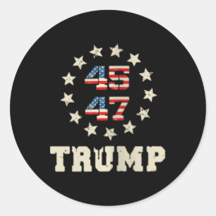 Womens Trump 2024 Flag (on Back) Take America Back Classic Round Sticker