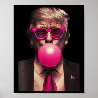 Womens Trump Bubble Gum Funny V-neck Poster