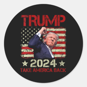 Womens Trump Fist Pump Shot At Trump 2024 Trump Su Classic Round Sticker