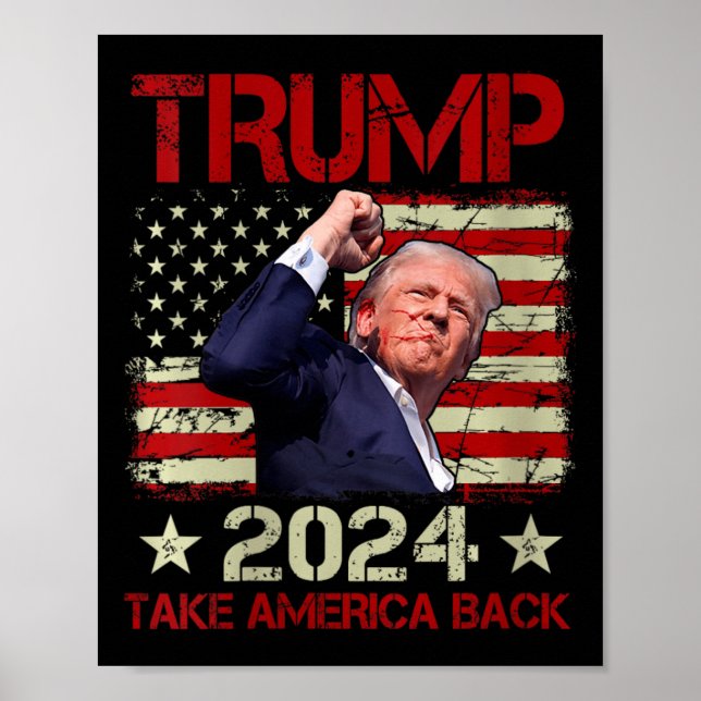 Womens Trump Fist Pump Shot At Trump 2024 Trump Su Poster (Front)