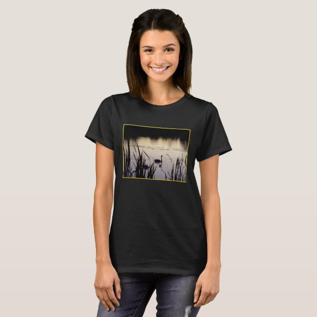 Women's Trumpeter Swans at Dusk T-Shirt (Front Full)