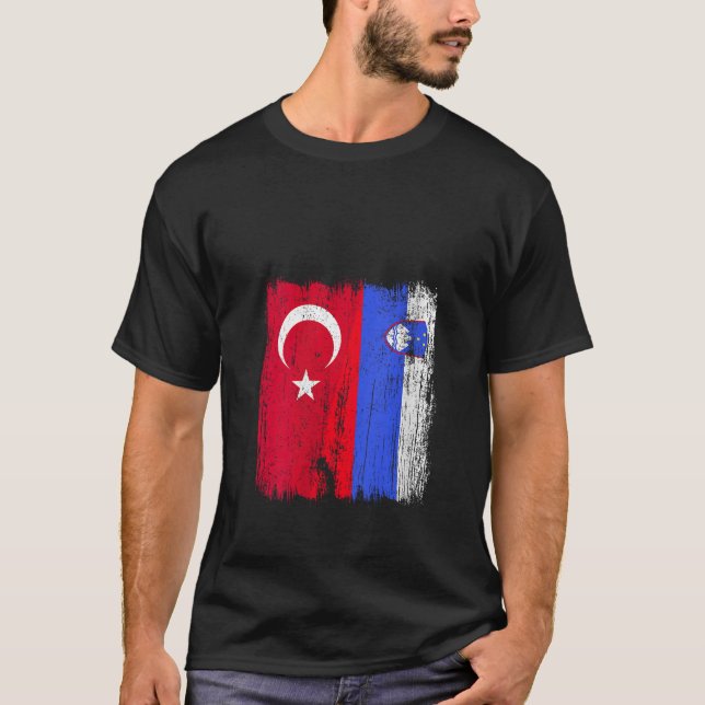 Womens Turkey Slovenia Half Flag Turkish Slovenian T-Shirt (Front)