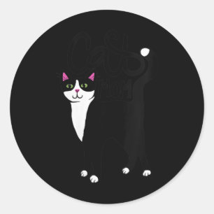 Womens Tuxedo Cat Mum Cute V-neck Classic Round Sticker